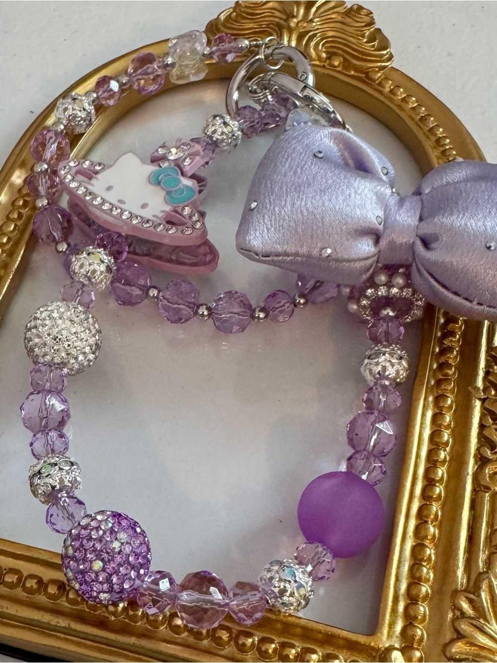 New Lavender Bow Crystal Beaded Phone Chain/Bag Chain